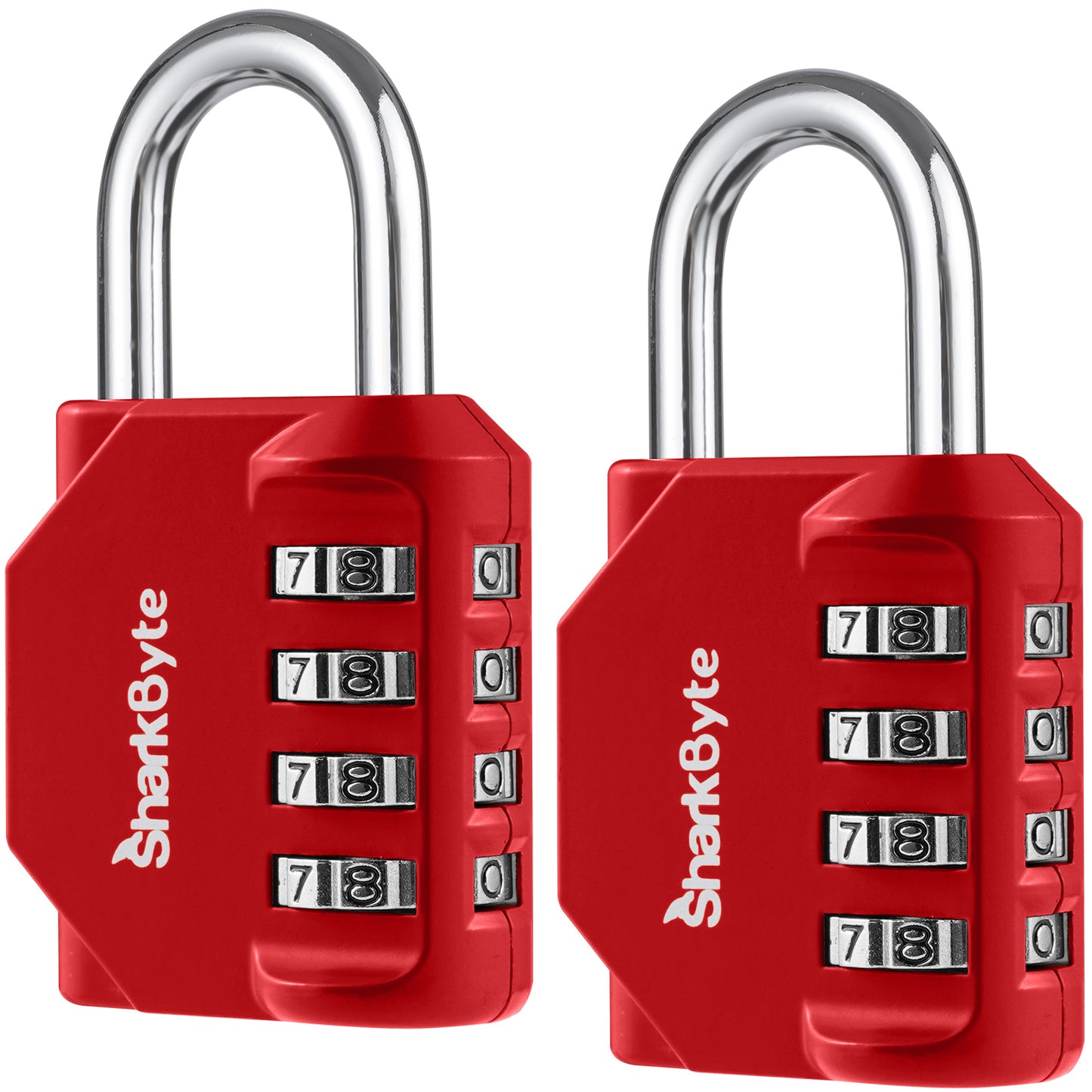 SharkByte Heavy Duty 4-Dial Combination Padlock – Weatherproof Outdoor Lock for Gym, School, Shed, Storage, Cabinet & Toolbox (1 / 2 / 3 / 4 Pack)