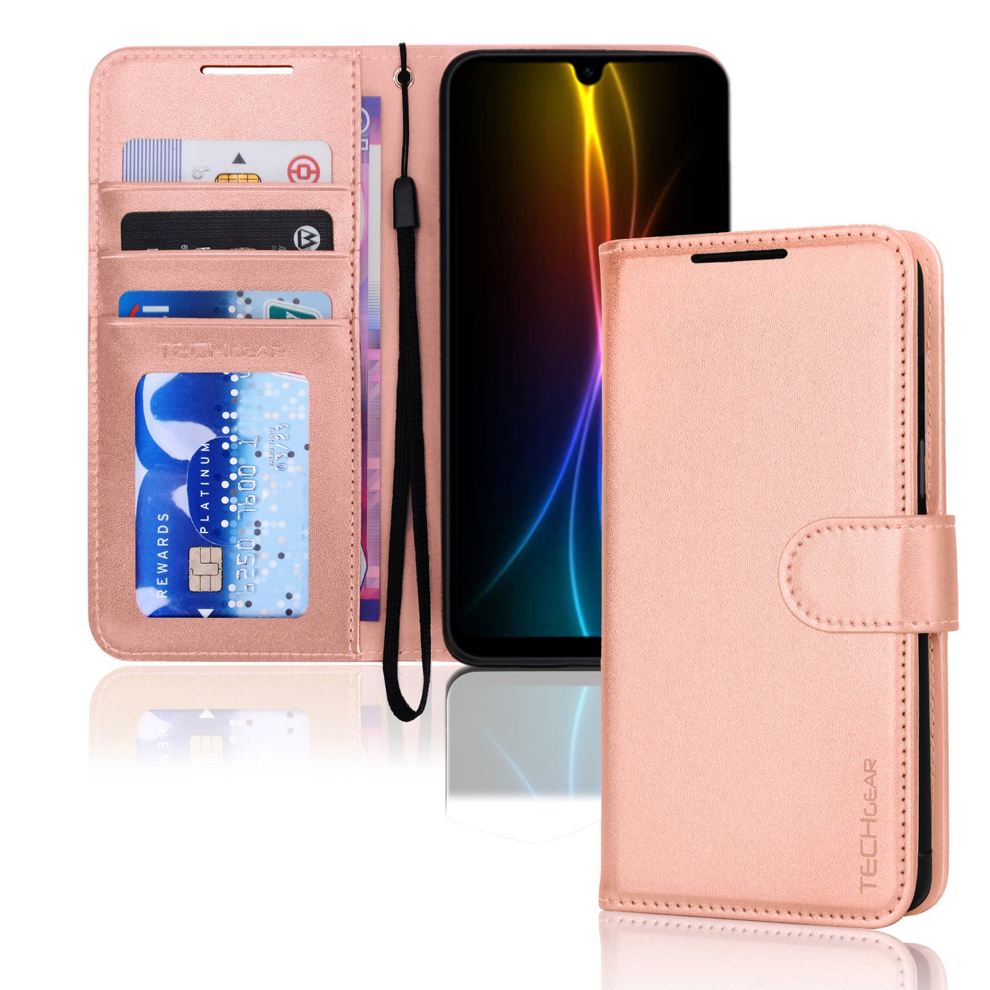 TECHGEAR Wallet Case for Samsung Galaxy A26 5G | RFID Blocking Leather Flip Cover with Card Holder, Stand, Magnetic Closure & Wrist Strap