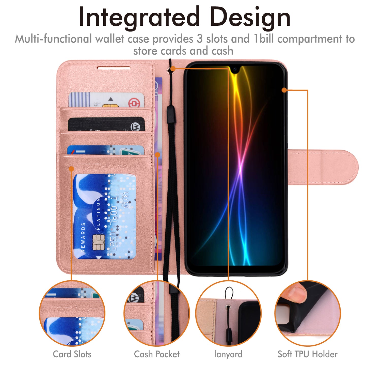 TECHGEAR Wallet Case for Samsung Galaxy A26 5G | RFID Blocking Leather Flip Cover with Card Holder, Stand, Magnetic Closure & Wrist Strap