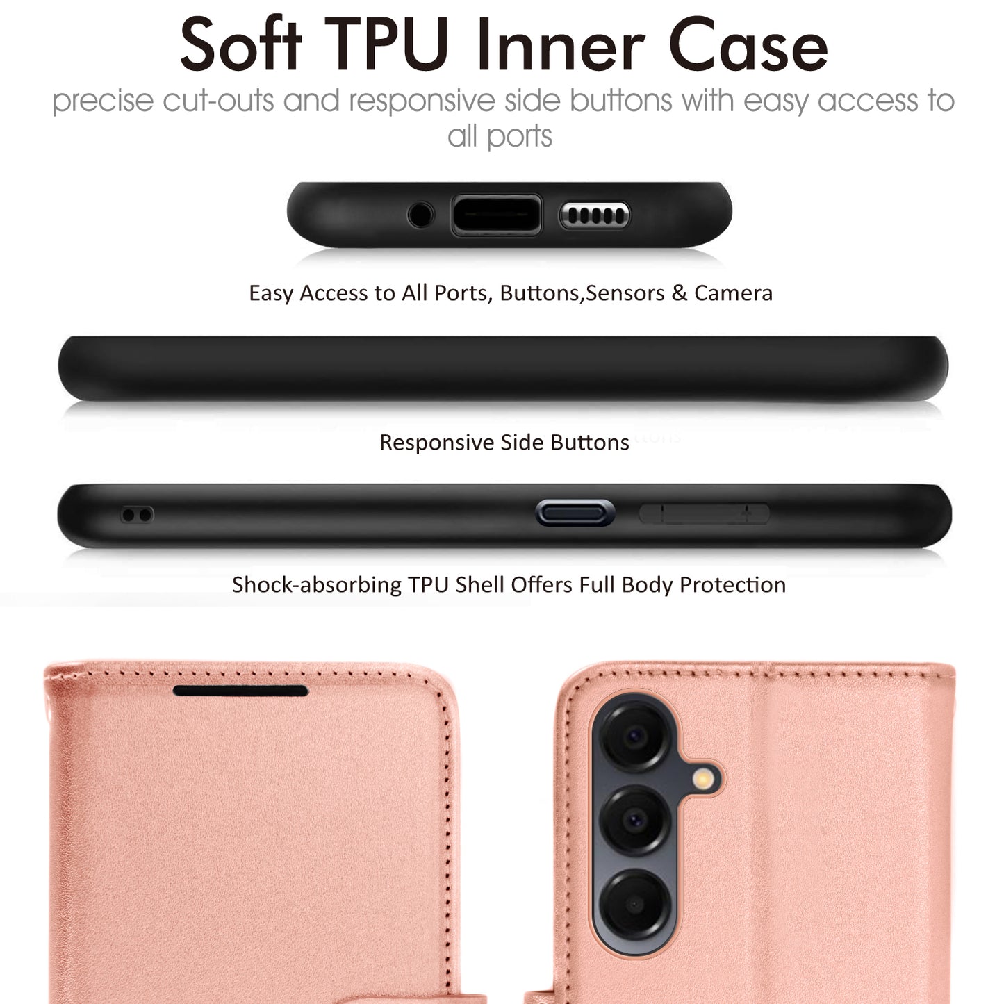 TECHGEAR Wallet Case for Samsung Galaxy A26 5G | RFID Blocking Leather Flip Cover with Card Holder, Stand, Magnetic Closure & Wrist Strap