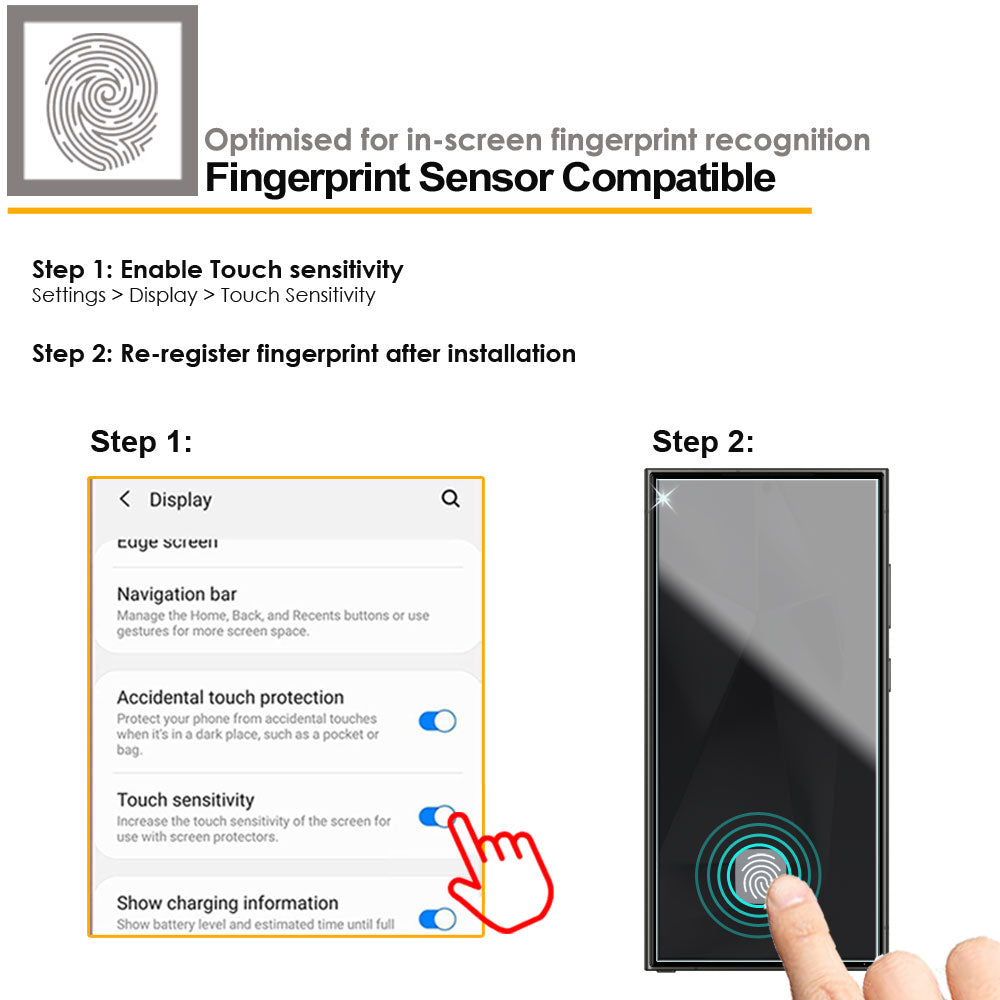 TECHGEAR Full Coverage Tempered Glass Screen Protector for Samsung Galaxy S26 Ultra 5G - 9H Full Glue Adhesion, Fingerprint ID & S Pen Compatible, Edge to Edge Protection (1 Pack / 2 Pack)