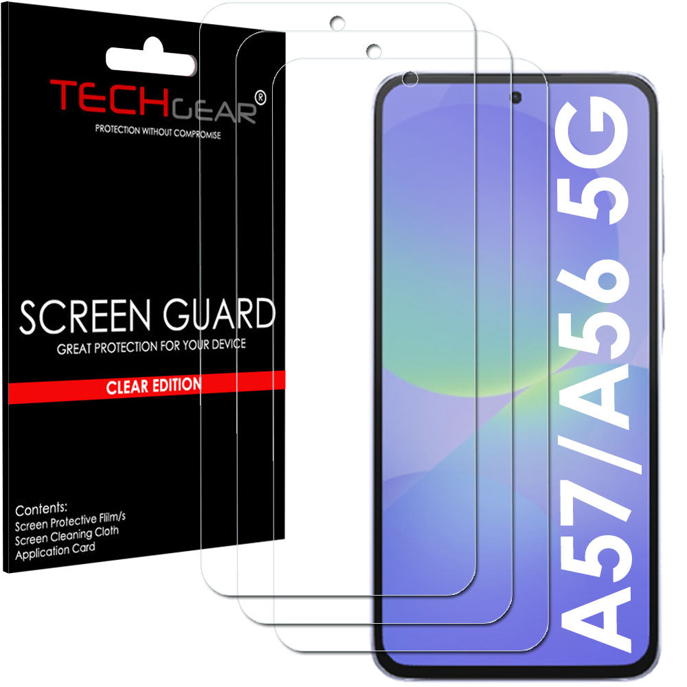 TECHGEAR Samsung Galaxy A57 5G / A56 5G Screen Protector Clear Film - Ultra Thin HD Transparent Protective Film, Case Friendly (3 Pack / 5 Pack)