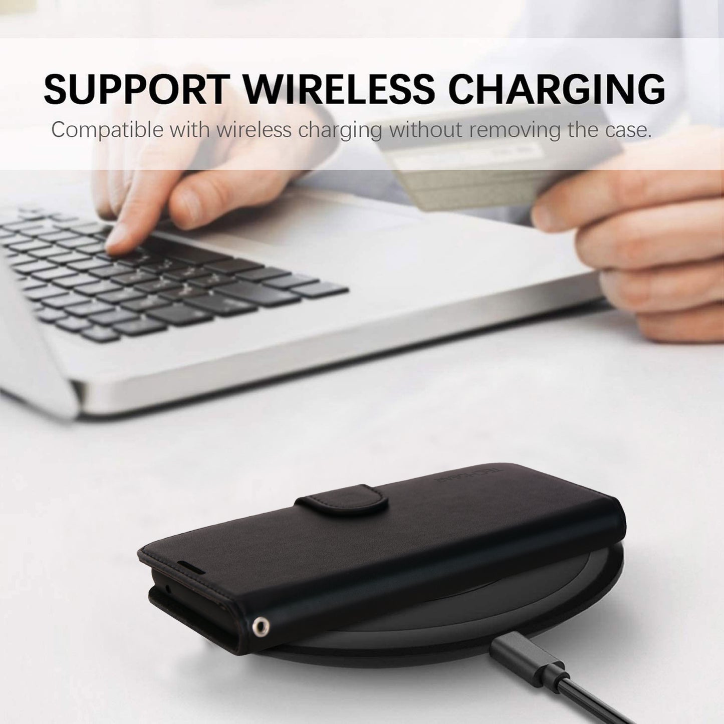 [Wallet Case] Protective Cover with Cash & RFID Blocking Card Holder, Stand and Wrist Strap For Samsung Galaxy A17 5G / A17 4G