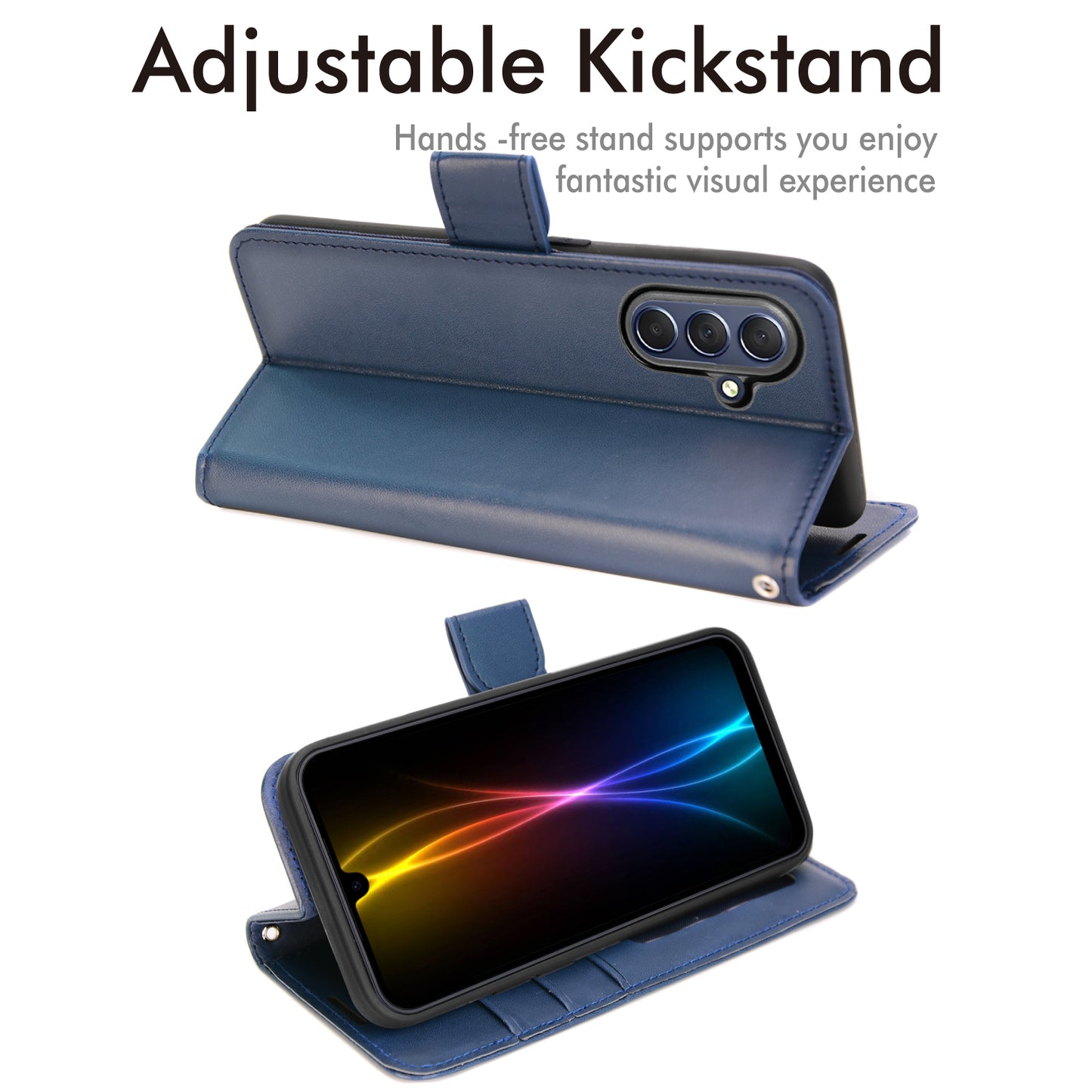 [Wallet Case] Protective Cover with Cash & RFID Blocking Card Holder, Stand and Wrist Strap For Samsung Galaxy A17 5G / A17 4G