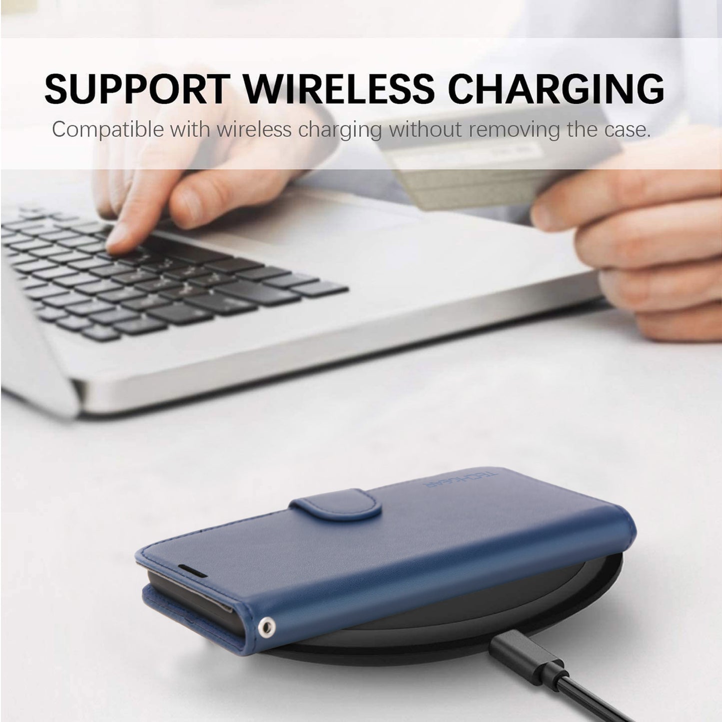 [Wallet Case] Protective Cover with Cash & RFID Blocking Card Holder, Stand and Wrist Strap For Samsung Galaxy A17 5G / A17 4G