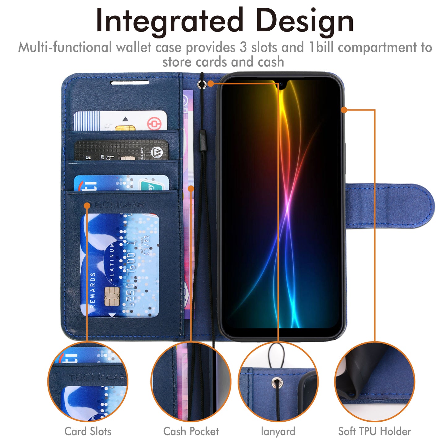 [Wallet Case] Protective Cover with Cash & RFID Blocking Card Holder, Stand and Wrist Strap For Samsung Galaxy A17 5G / A17 4G