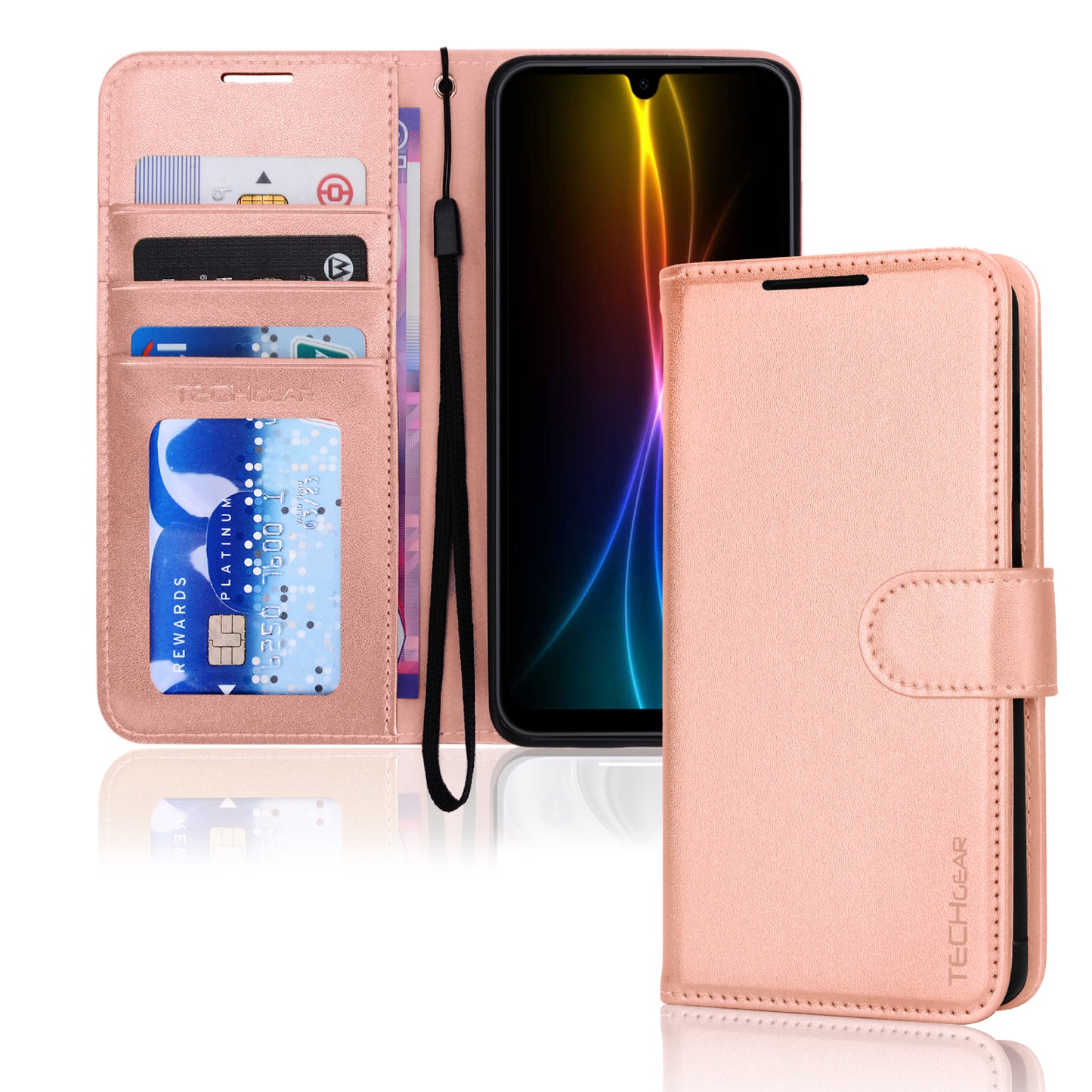 [Wallet Case] Protective Cover with Cash & RFID Blocking Card Holder, Stand and Wrist Strap For Samsung Galaxy A17 5G / A17 4G