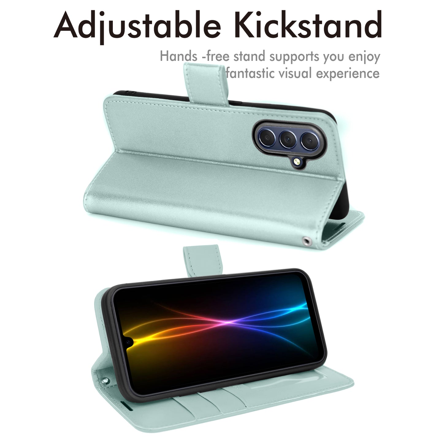 [Wallet Case] Protective Cover with Cash & RFID Blocking Card Holder, Stand and Wrist Strap For Samsung Galaxy A17 5G / A17 4G