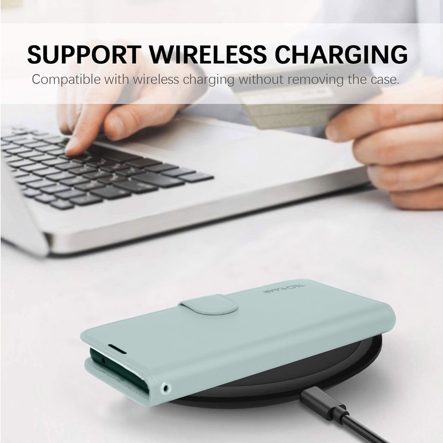 [Wallet Case] Protective Cover with Cash & RFID Blocking Card Holder, Stand and Wrist Strap For Samsung Galaxy A17 5G / A17 4G