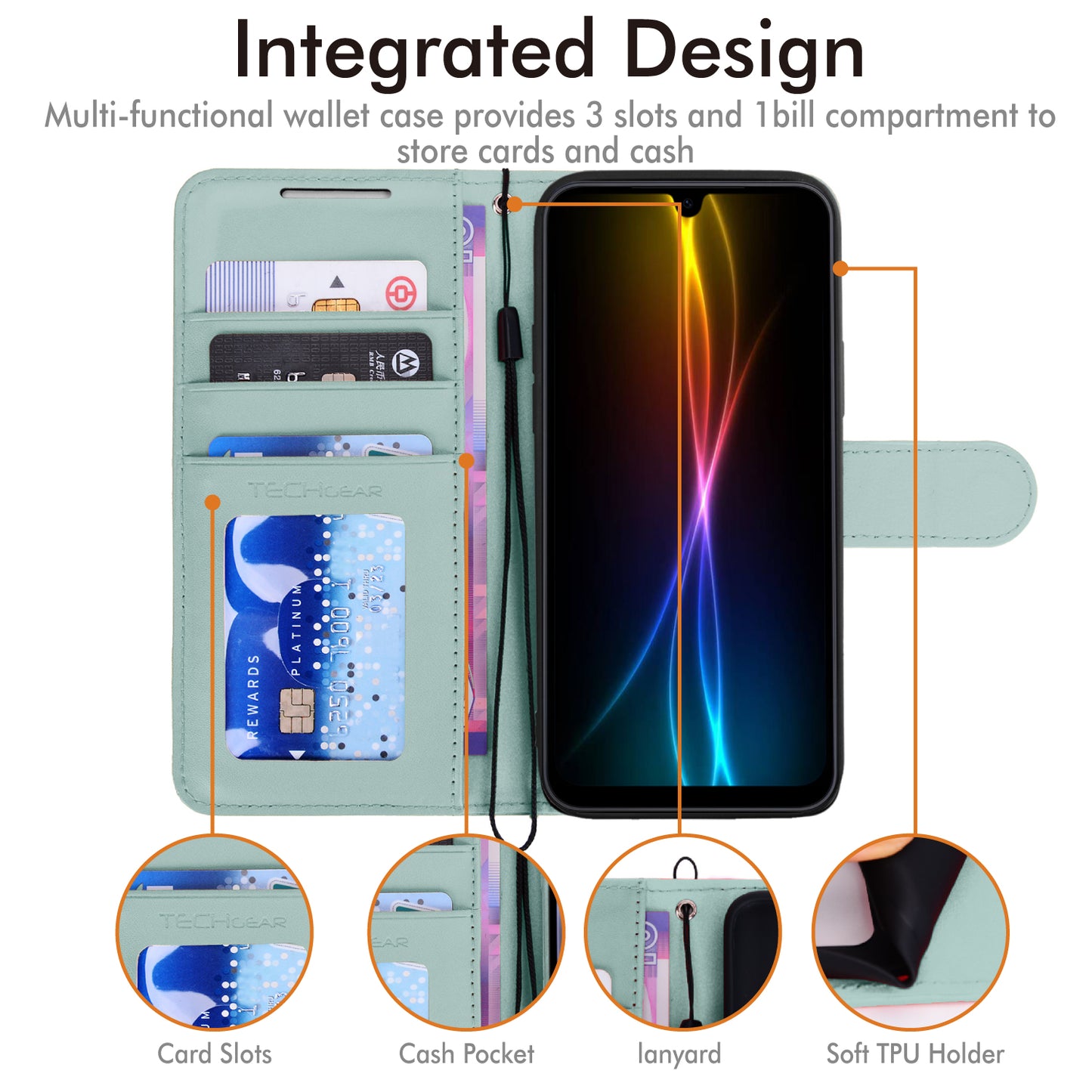 [Wallet Case] Protective Cover with Cash & RFID Blocking Card Holder, Stand and Wrist Strap For Samsung Galaxy A17 5G / A17 4G