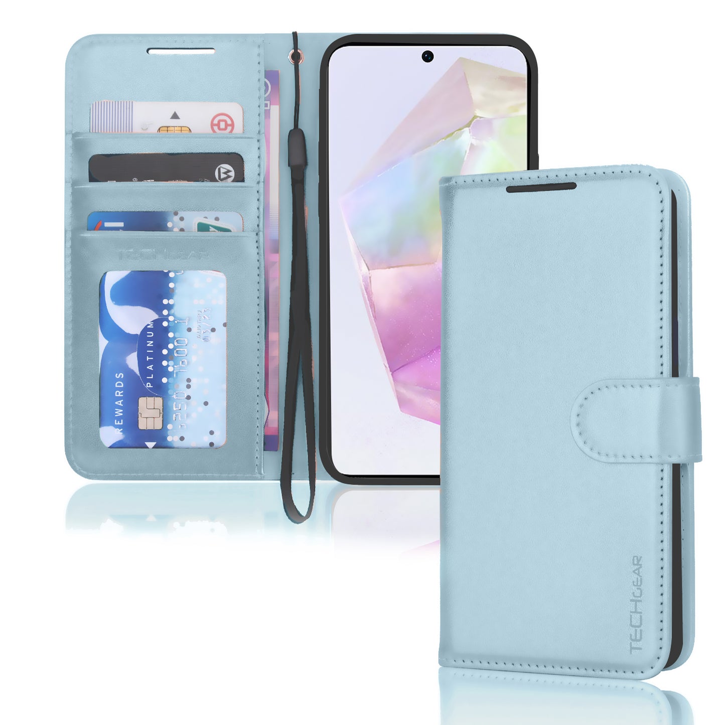 TECHGEAR RFID Wallet Case for Samsung Galaxy A57 5G / A57 4G – Premium PU Leather Flip Cover with Card Slots, Clear ID Window, Kickstand & Wrist Strap