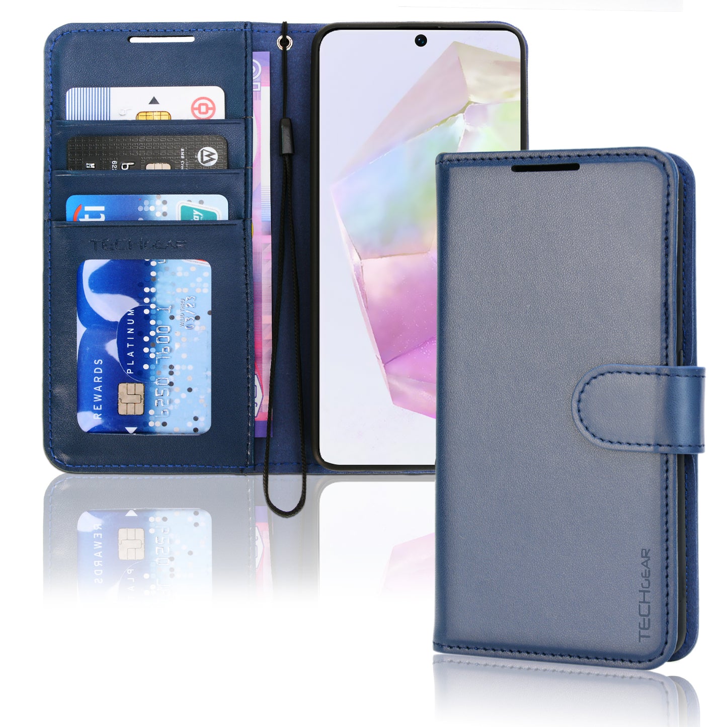 TECHGEAR RFID Wallet Case for Samsung Galaxy A37 5G / A37 4G – Premium PU Leather Flip Cover with Card Slots, Clear ID Window, Kickstand & Wrist Strap