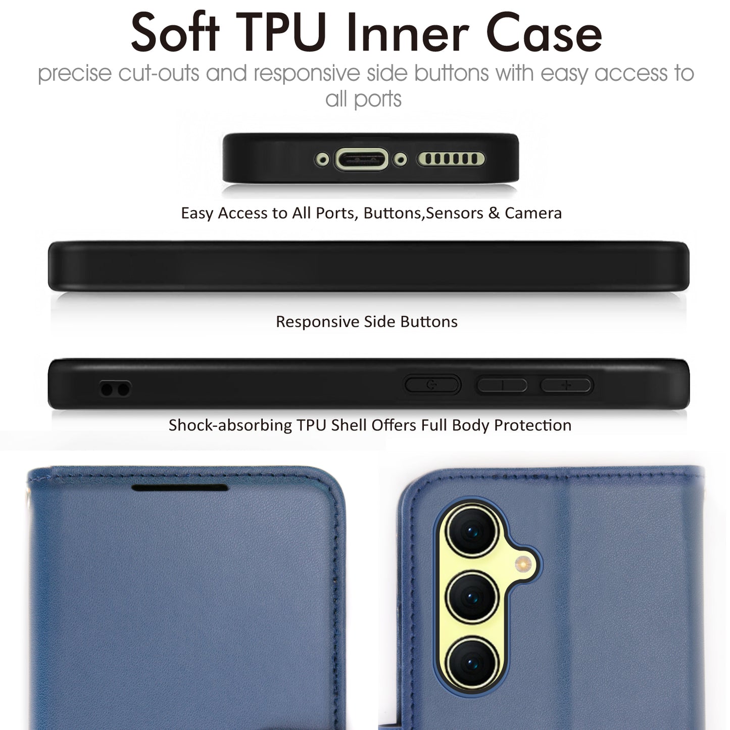 TECHGEAR RFID Wallet Case for Samsung Galaxy A37 5G / A37 4G – Premium PU Leather Flip Cover with Card Slots, Clear ID Window, Kickstand & Wrist Strap