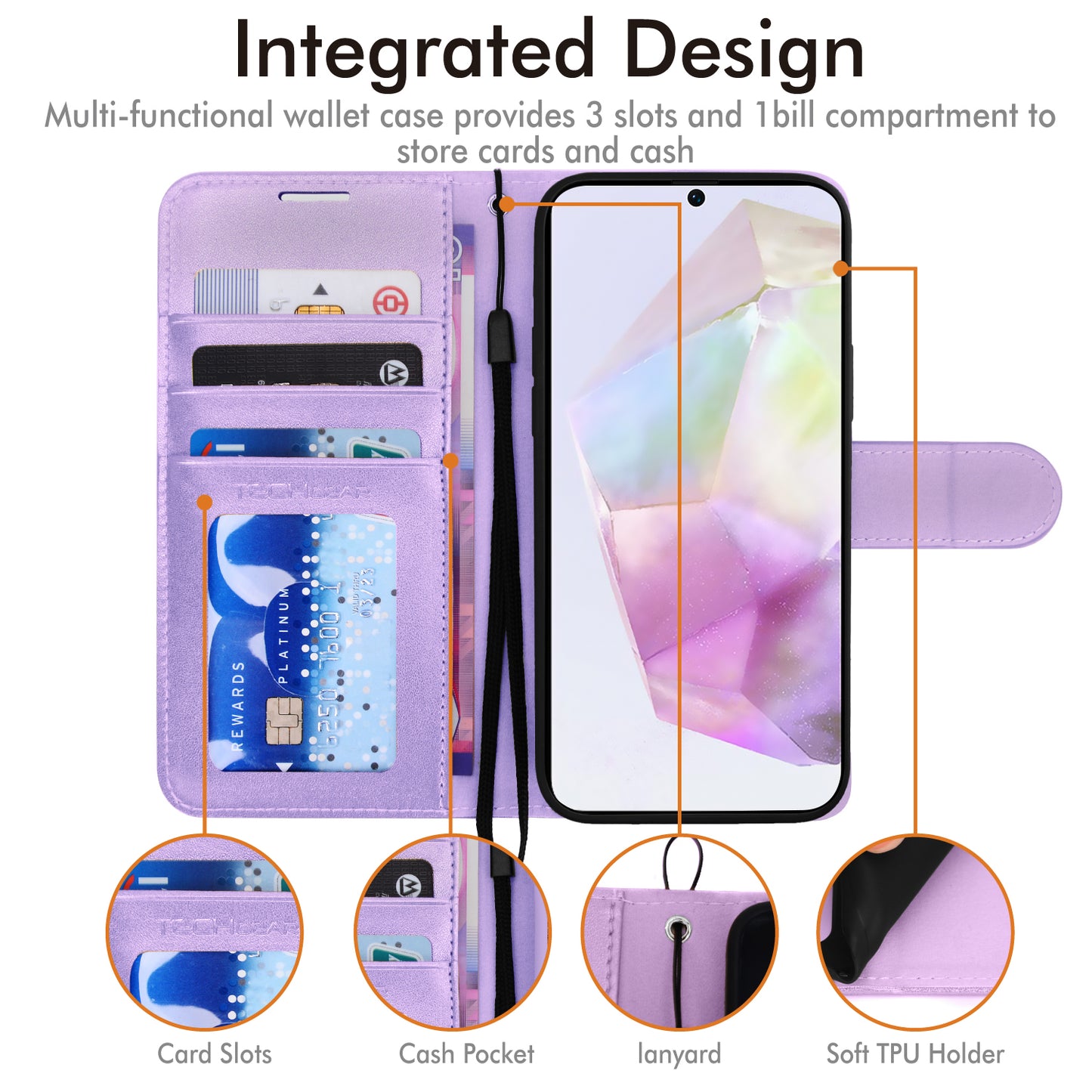 TECHGEAR RFID Wallet Case for Samsung Galaxy A37 5G / A37 4G – Premium PU Leather Flip Cover with Card Slots, Clear ID Window, Kickstand & Wrist Strap