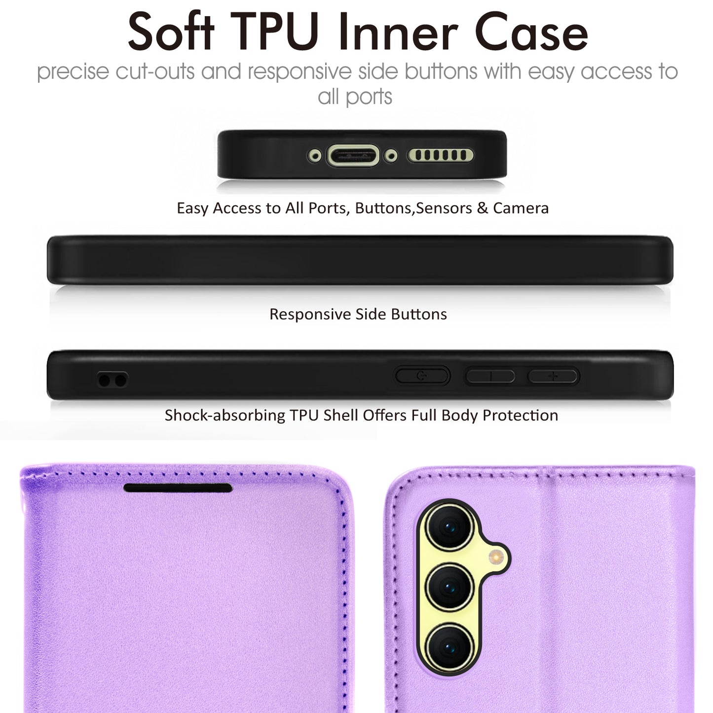 TECHGEAR RFID Wallet Case for Samsung Galaxy A37 5G / A37 4G – Premium PU Leather Flip Cover with Card Slots, Clear ID Window, Kickstand & Wrist Strap