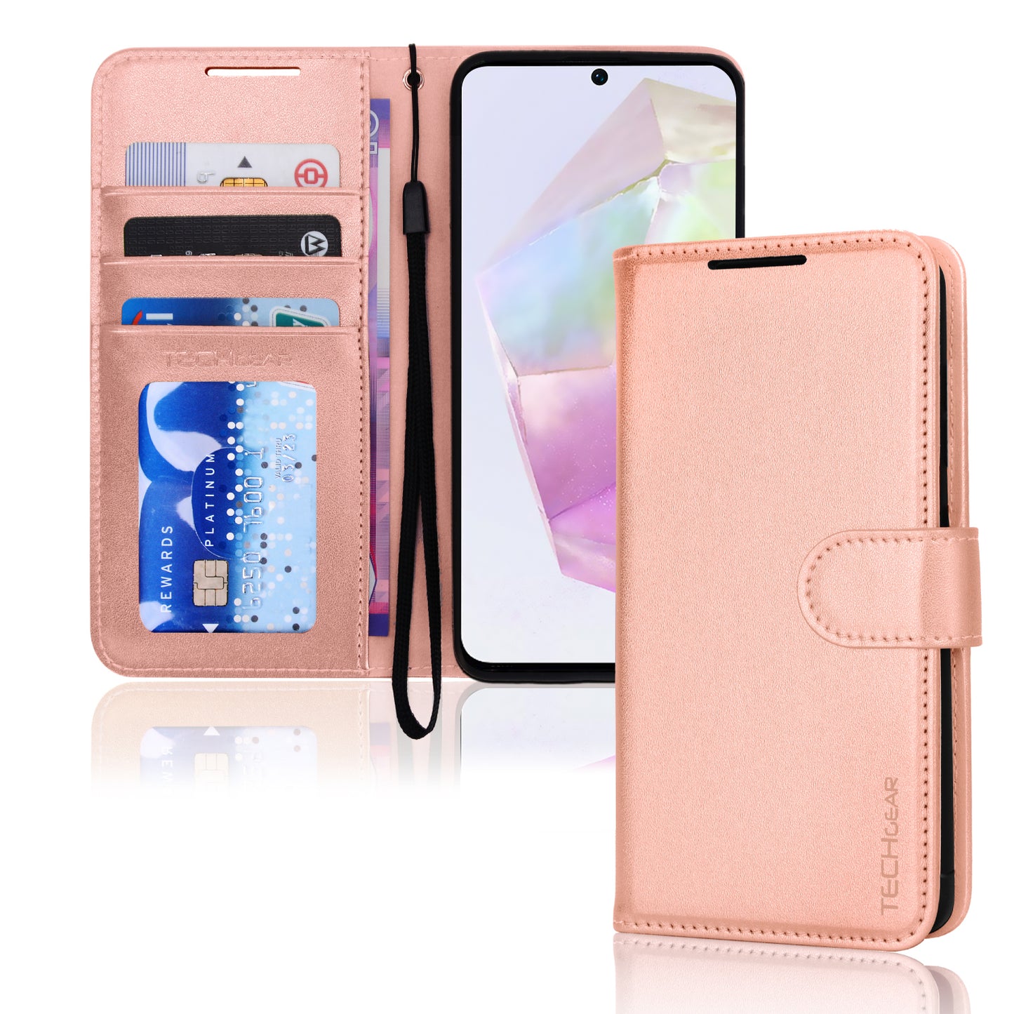 TECHGEAR RFID Wallet Case for Samsung Galaxy A37 5G / A37 4G – Premium PU Leather Flip Cover with Card Slots, Clear ID Window, Kickstand & Wrist Strap