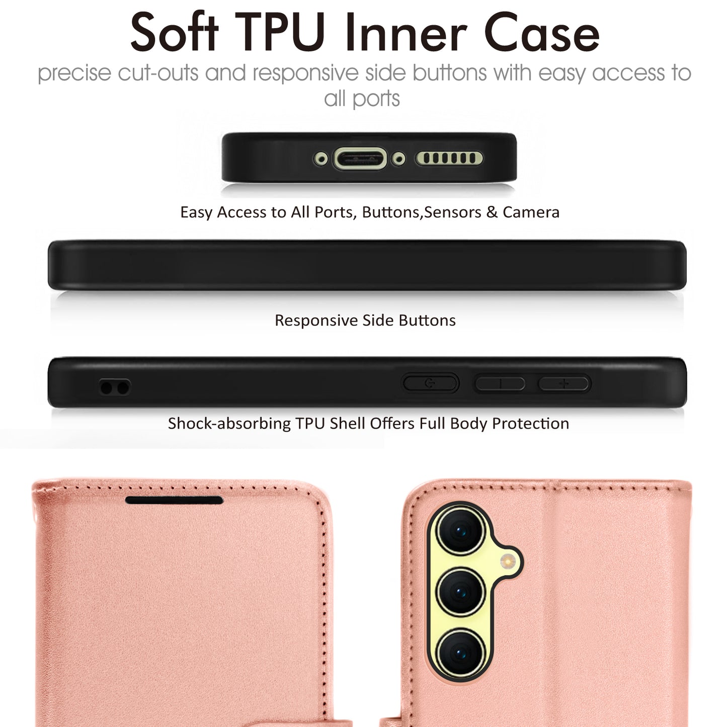 TECHGEAR RFID Wallet Case for Samsung Galaxy A37 5G / A37 4G – Premium PU Leather Flip Cover with Card Slots, Clear ID Window, Kickstand & Wrist Strap