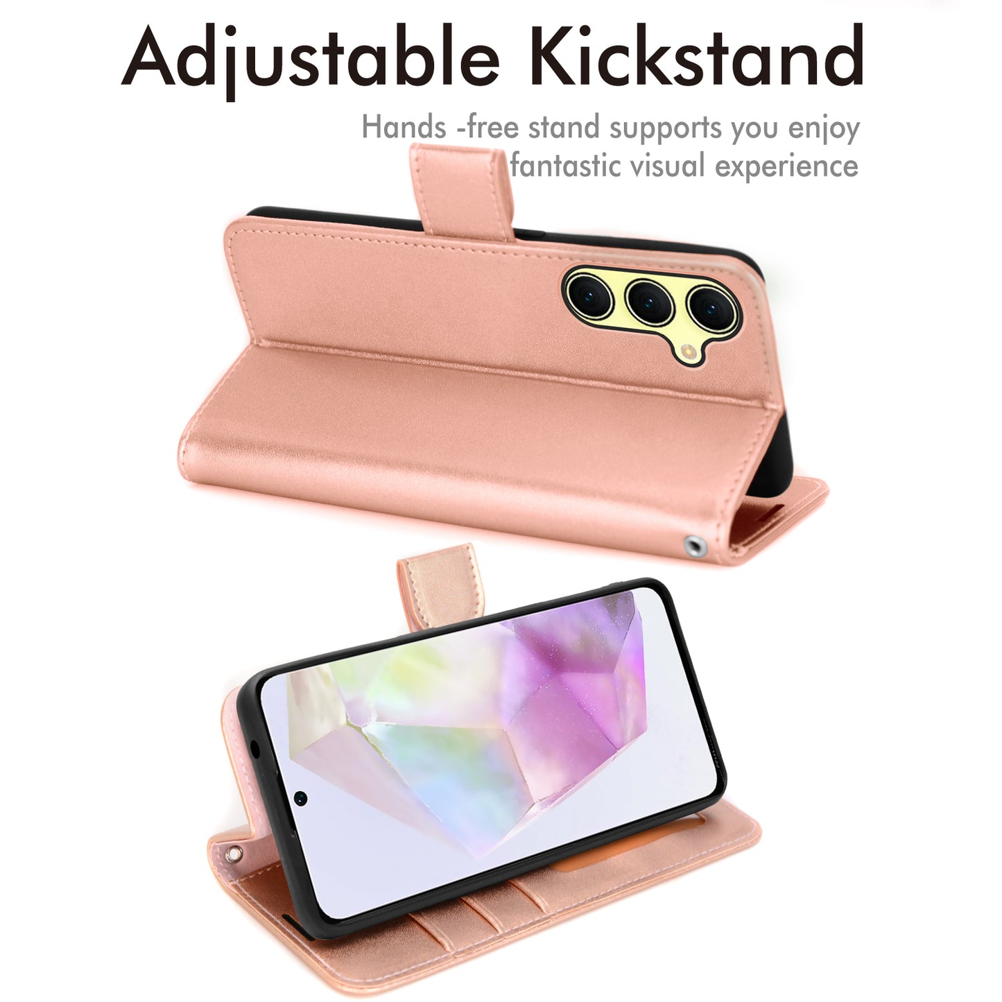 TECHGEAR RFID Wallet Case for Samsung Galaxy A37 5G / A37 4G – Premium PU Leather Flip Cover with Card Slots, Clear ID Window, Kickstand & Wrist Strap