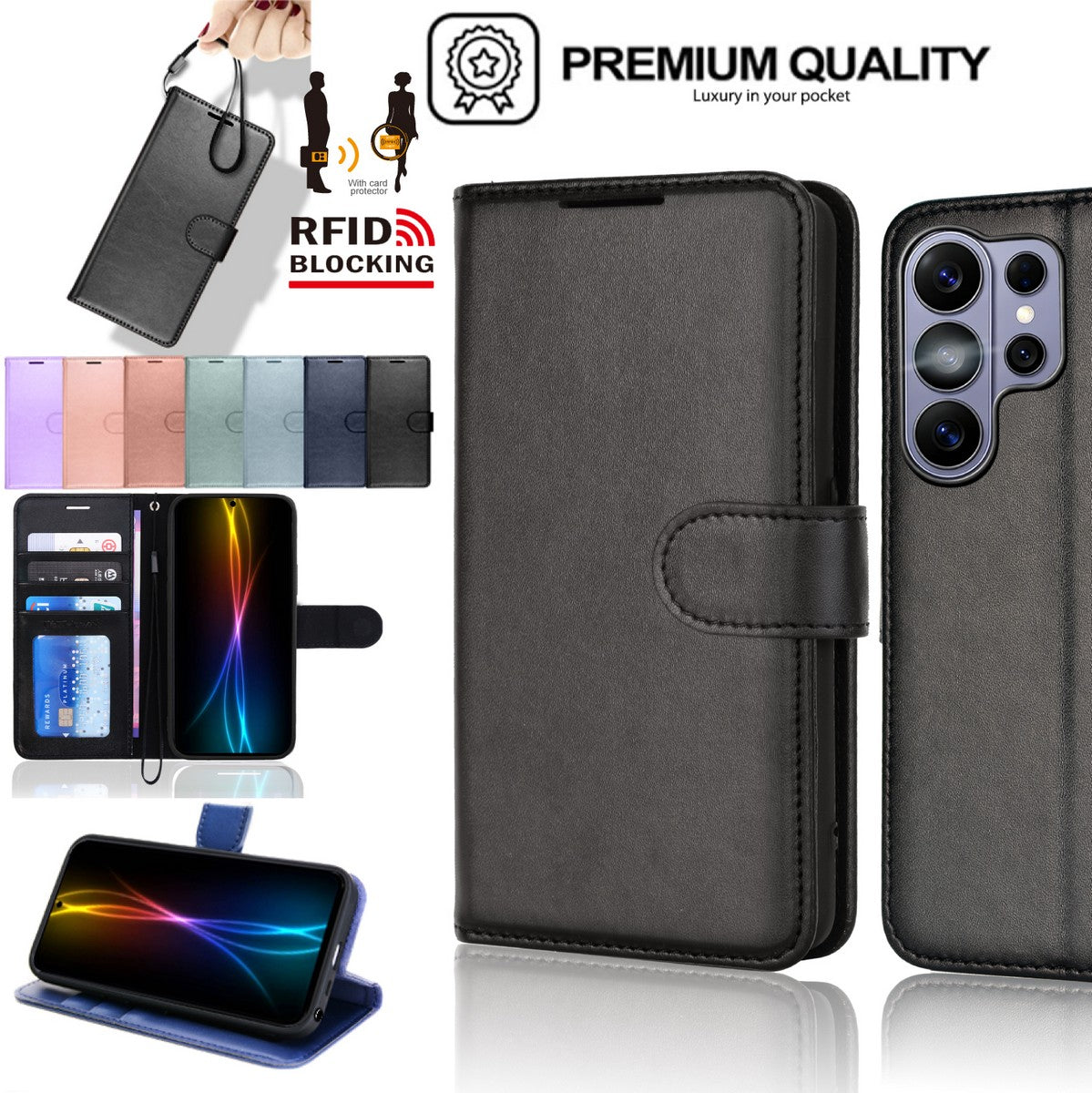 TECHGEAR RFID Wallet Case for Samsung Galaxy S26 Ultra 5G – Premium PU Leather Flip Cover with Card Slots, Clear ID Window, Kickstand & Wrist Strap