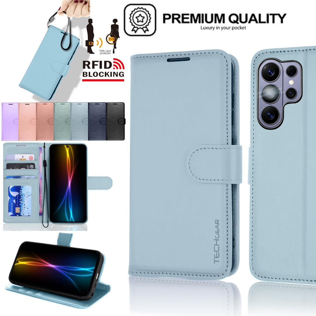 TECHGEAR RFID Wallet Case for Samsung Galaxy S26 Ultra 5G – Premium PU Leather Flip Cover with Card Slots, Clear ID Window, Kickstand & Wrist Strap