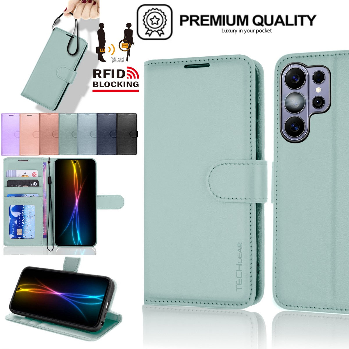 TECHGEAR RFID Wallet Case for Samsung Galaxy S26 Ultra 5G – Premium PU Leather Flip Cover with Card Slots, Clear ID Window, Kickstand & Wrist Strap