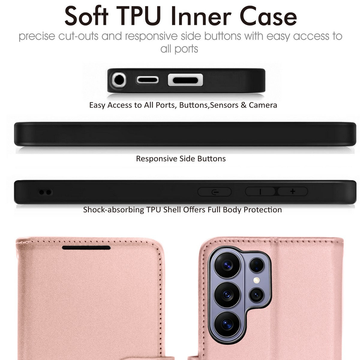 TECHGEAR RFID Wallet Case for Samsung Galaxy S26 Ultra 5G – Premium PU Leather Flip Cover with Card Slots, Clear ID Window, Kickstand & Wrist Strap