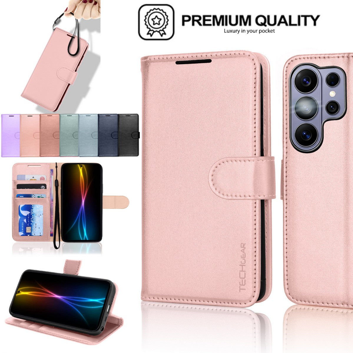 TECHGEAR RFID Wallet Case for Samsung Galaxy S26 Ultra 5G – Premium PU Leather Flip Cover with Card Slots, Clear ID Window, Kickstand & Wrist Strap