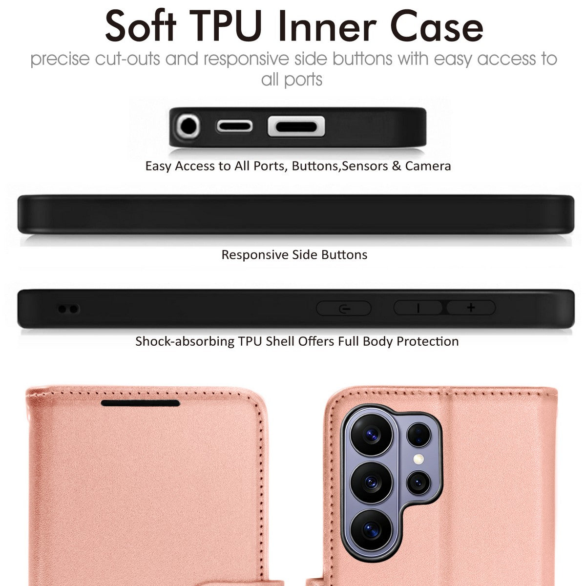 TECHGEAR RFID Wallet Case for Samsung Galaxy S26 Ultra 5G – Premium PU Leather Flip Cover with Card Slots, Clear ID Window, Kickstand & Wrist Strap