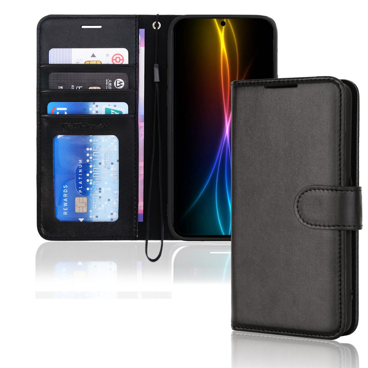 TECHGEAR RFID Wallet Case for Samsung Galaxy S26 Plus 5G (S26+) – Premium PU Leather Flip Cover with Card Slots, Clear ID Window, Kickstand & Wrist Strap
