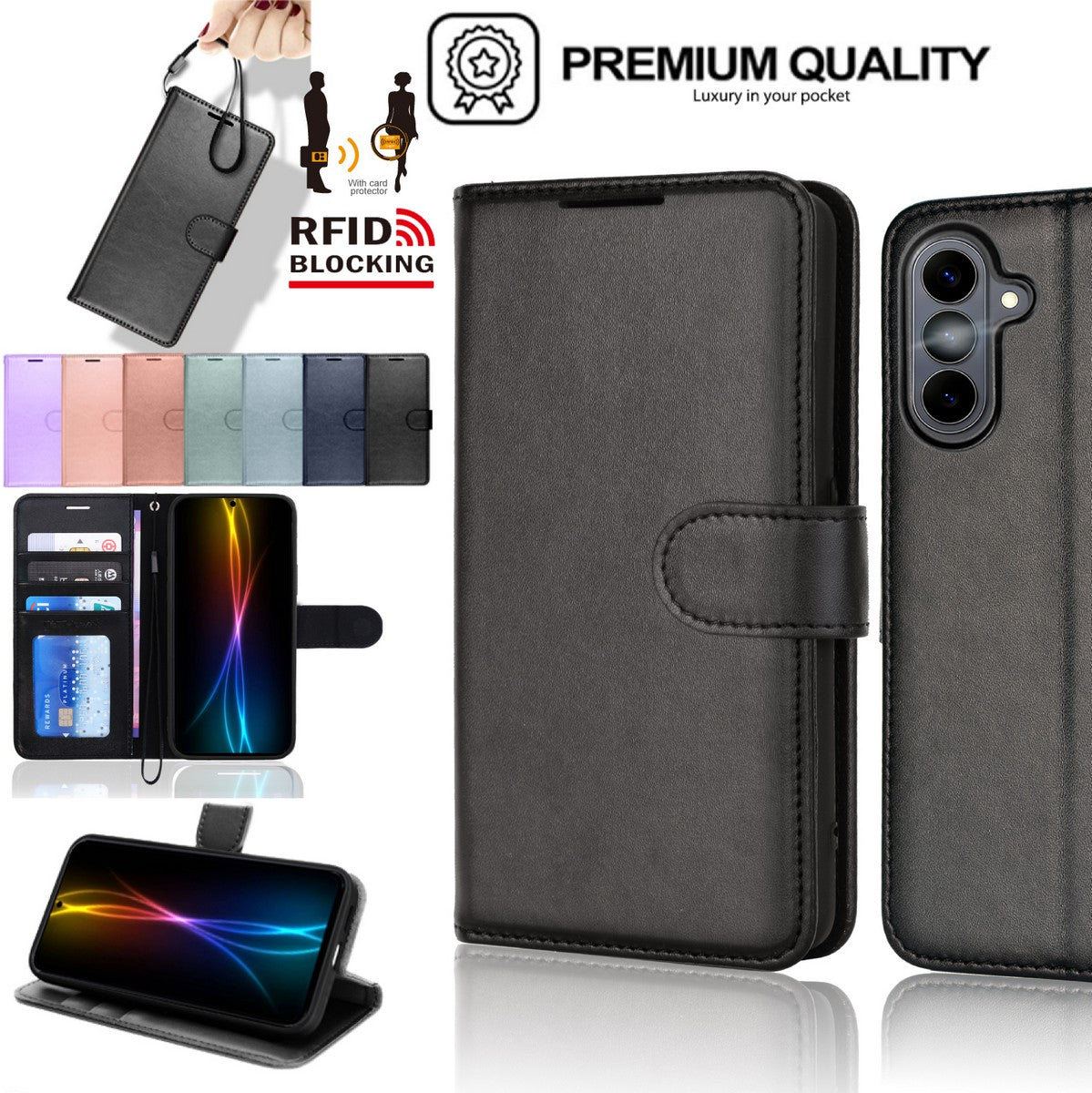 TECHGEAR RFID Wallet Case for Samsung Galaxy S26 Plus 5G (S26+) – Premium PU Leather Flip Cover with Card Slots, Clear ID Window, Kickstand & Wrist Strap