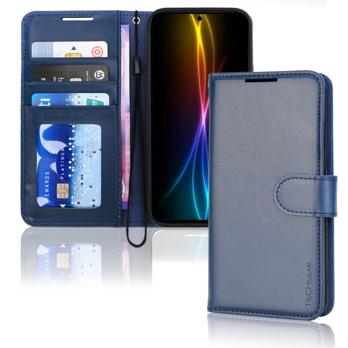 TECHGEAR RFID Wallet Case for Samsung Galaxy S26 Plus 5G (S26+) – Premium PU Leather Flip Cover with Card Slots, Clear ID Window, Kickstand & Wrist Strap