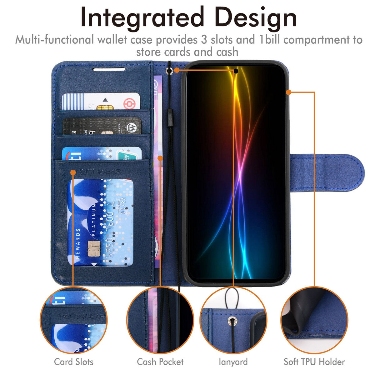 TECHGEAR RFID Wallet Case for Samsung Galaxy S26 Plus 5G (S26+) – Premium PU Leather Flip Cover with Card Slots, Clear ID Window, Kickstand & Wrist Strap