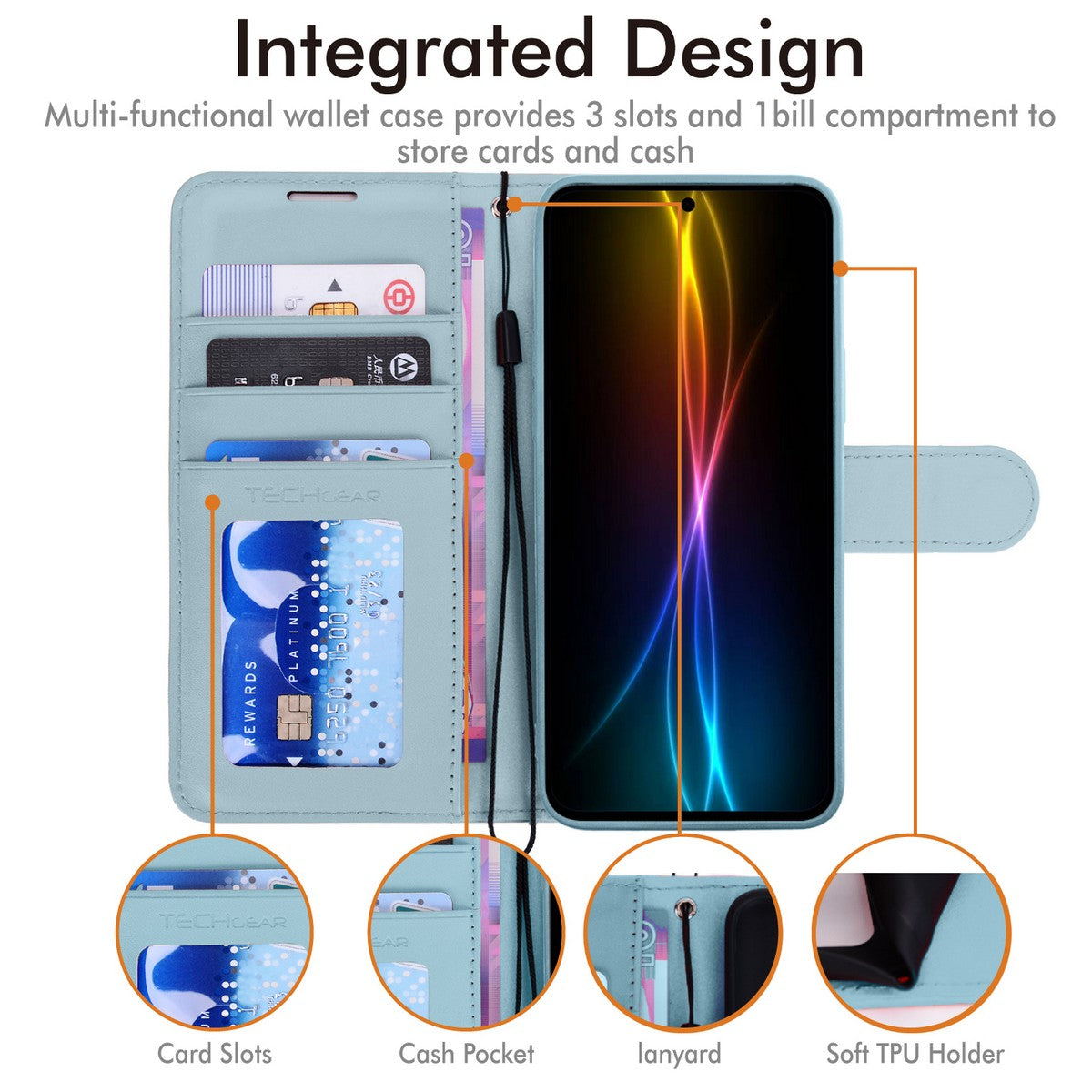 TECHGEAR RFID Wallet Case for Samsung Galaxy S26 Plus 5G (S26+) – Premium PU Leather Flip Cover with Card Slots, Clear ID Window, Kickstand & Wrist Strap