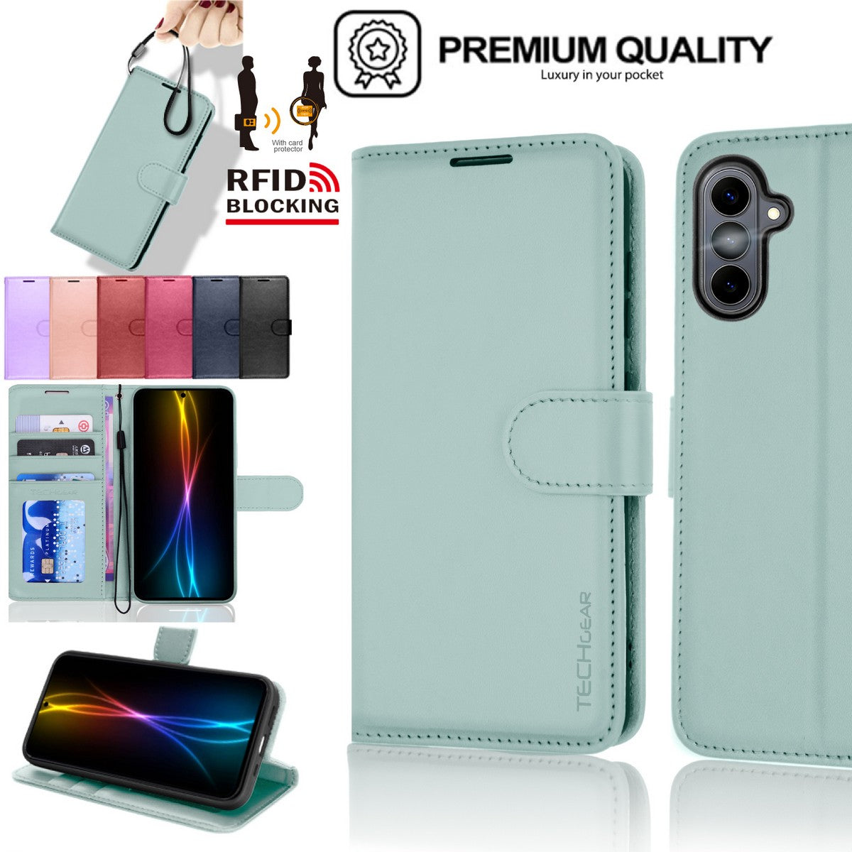 TECHGEAR RFID Wallet Case for Samsung Galaxy S26 Plus 5G (S26+) – Premium PU Leather Flip Cover with Card Slots, Clear ID Window, Kickstand & Wrist Strap