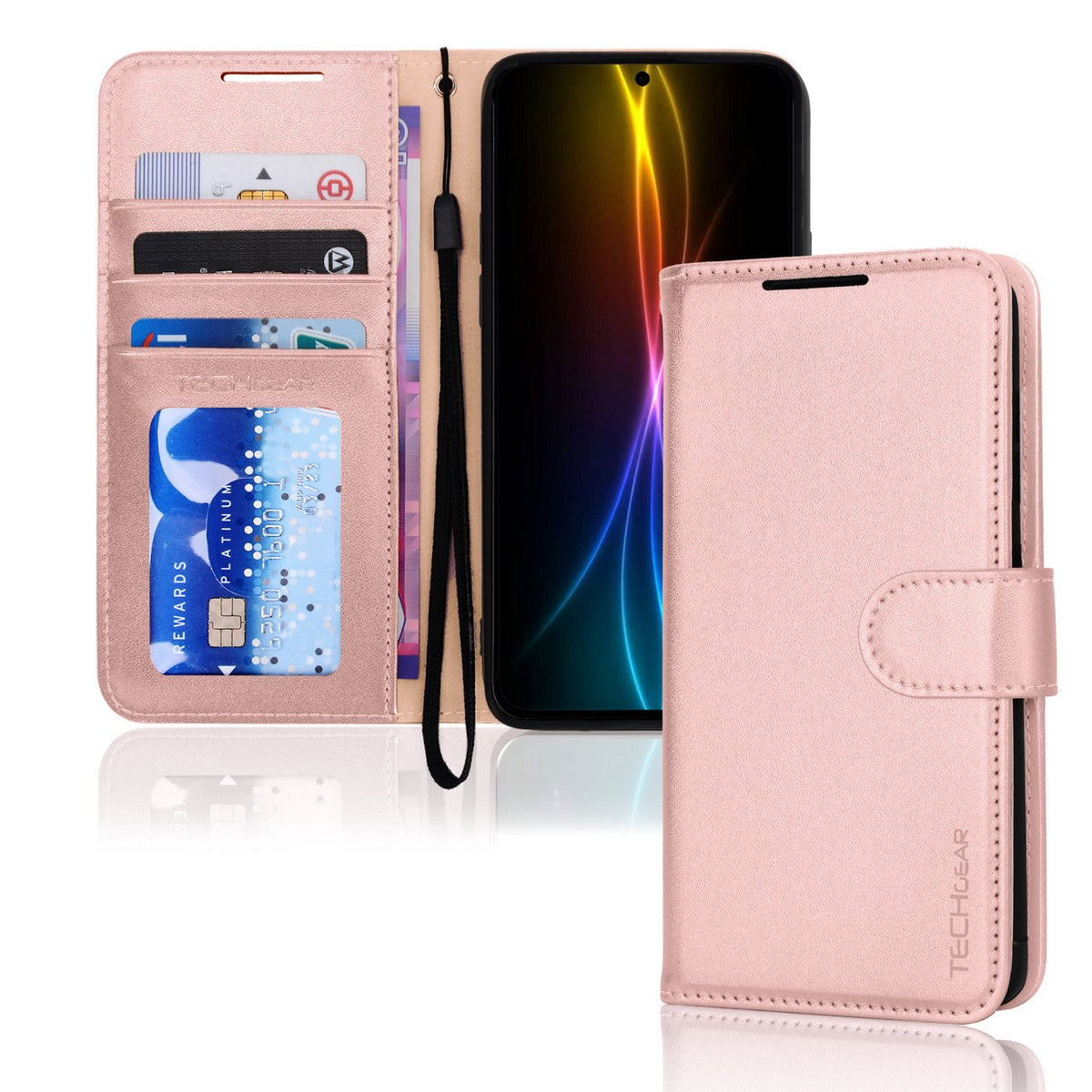 TECHGEAR RFID Wallet Case for Samsung Galaxy S26 Plus 5G (S26+) – Premium PU Leather Flip Cover with Card Slots, Clear ID Window, Kickstand & Wrist Strap