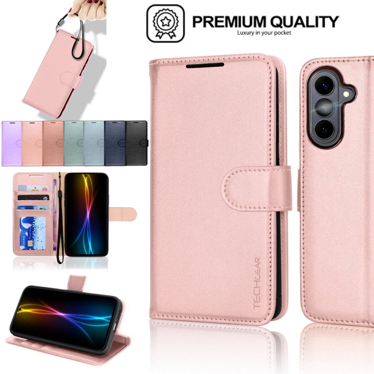 TECHGEAR RFID Wallet Case for Samsung Galaxy S26 Plus 5G (S26+) – Premium PU Leather Flip Cover with Card Slots, Clear ID Window, Kickstand & Wrist Strap