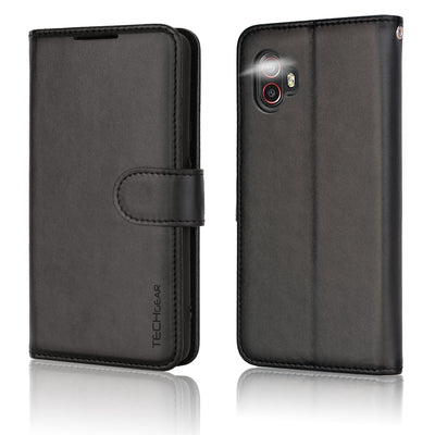 [Leather Wallet Case] Protective Cover with Cash & Card Holder, Stand and Wrist Strap For Samsung XCover 7 Pro 5G