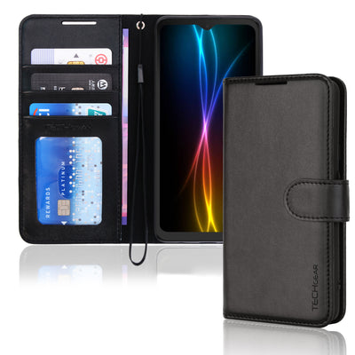 [Leather Wallet Case] Protective Cover with Cash & Card Holder, Stand and Wrist Strap For Samsung XCover 7 Pro 5G