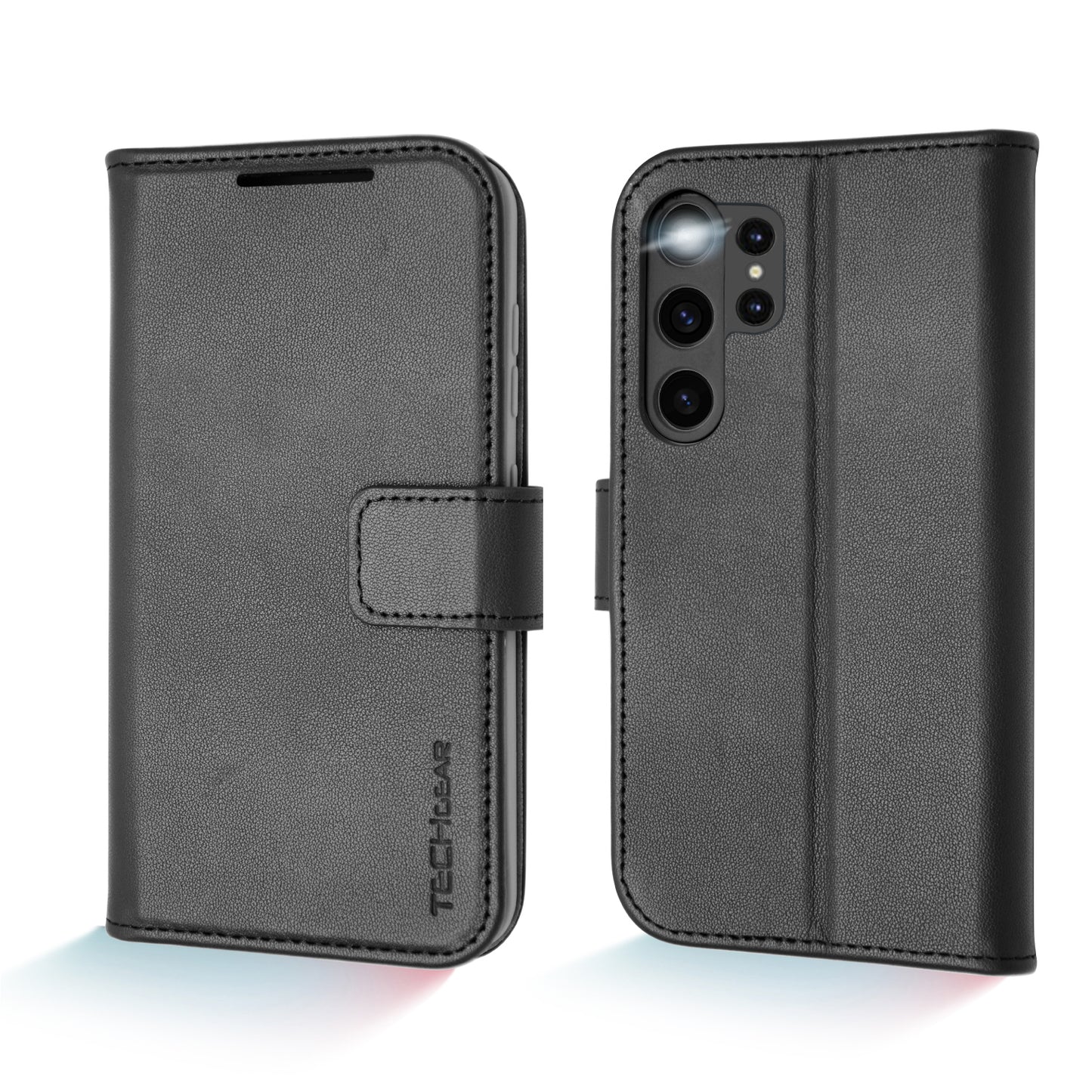 [Leather Wallet Case] Genuine Leather [RFID Blocking] Magnetic Flip Case with Card & Slots and Stand For Samsung Galaxy S23 Ultra