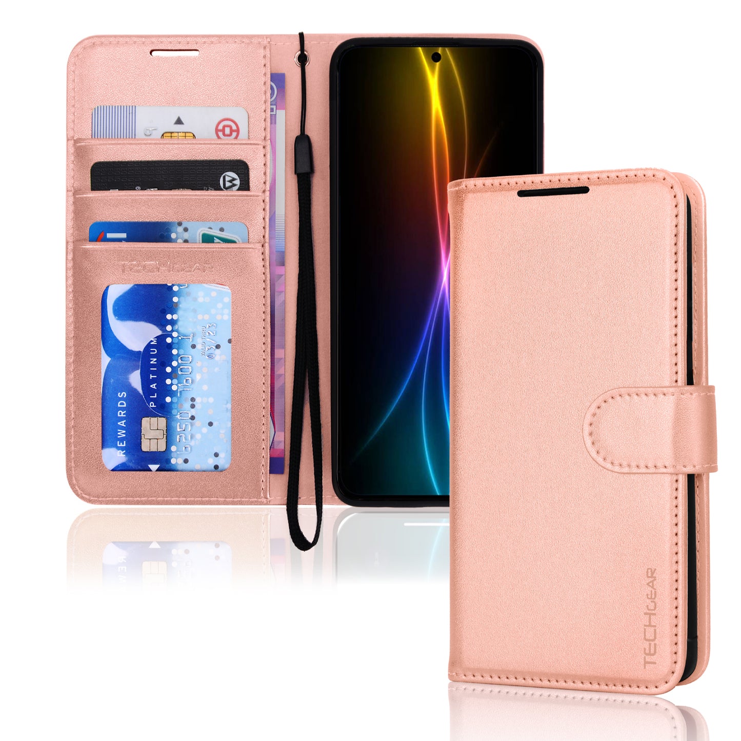 [Wallet Case] Protective Cover with Cash & RFID Blocking Card Holder, Stand and Wrist Strap For Samsung Galaxy S25 FE