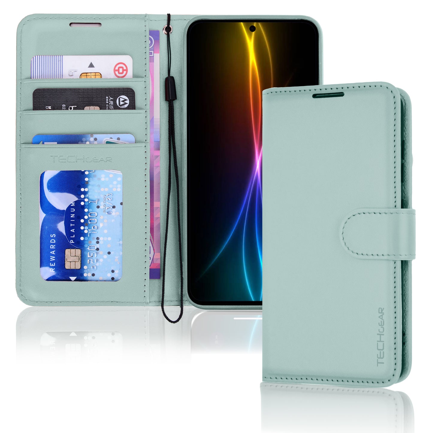 [Wallet Case] Protective Cover with Cash & RFID Blocking Card Holder, Stand and Wrist Strap For Samsung Galaxy S25 FE