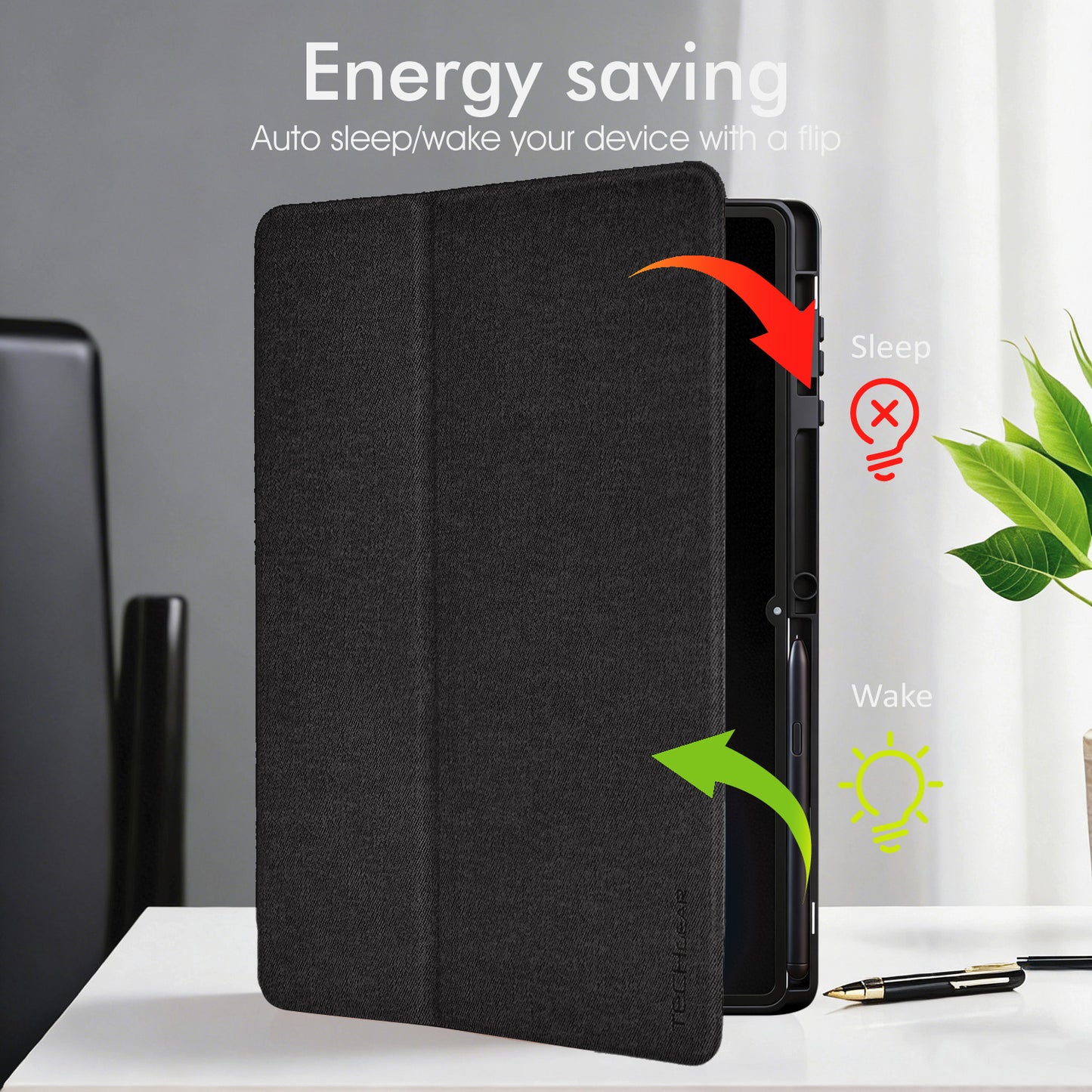 TECHGEAR Smart Case for Samsung Galaxy Tab S11 Ultra 14.6" (SM-X930 / SM-X936) – Slim PU Leather Folio Stand with S Pen Holder & Auto Wake Sleep