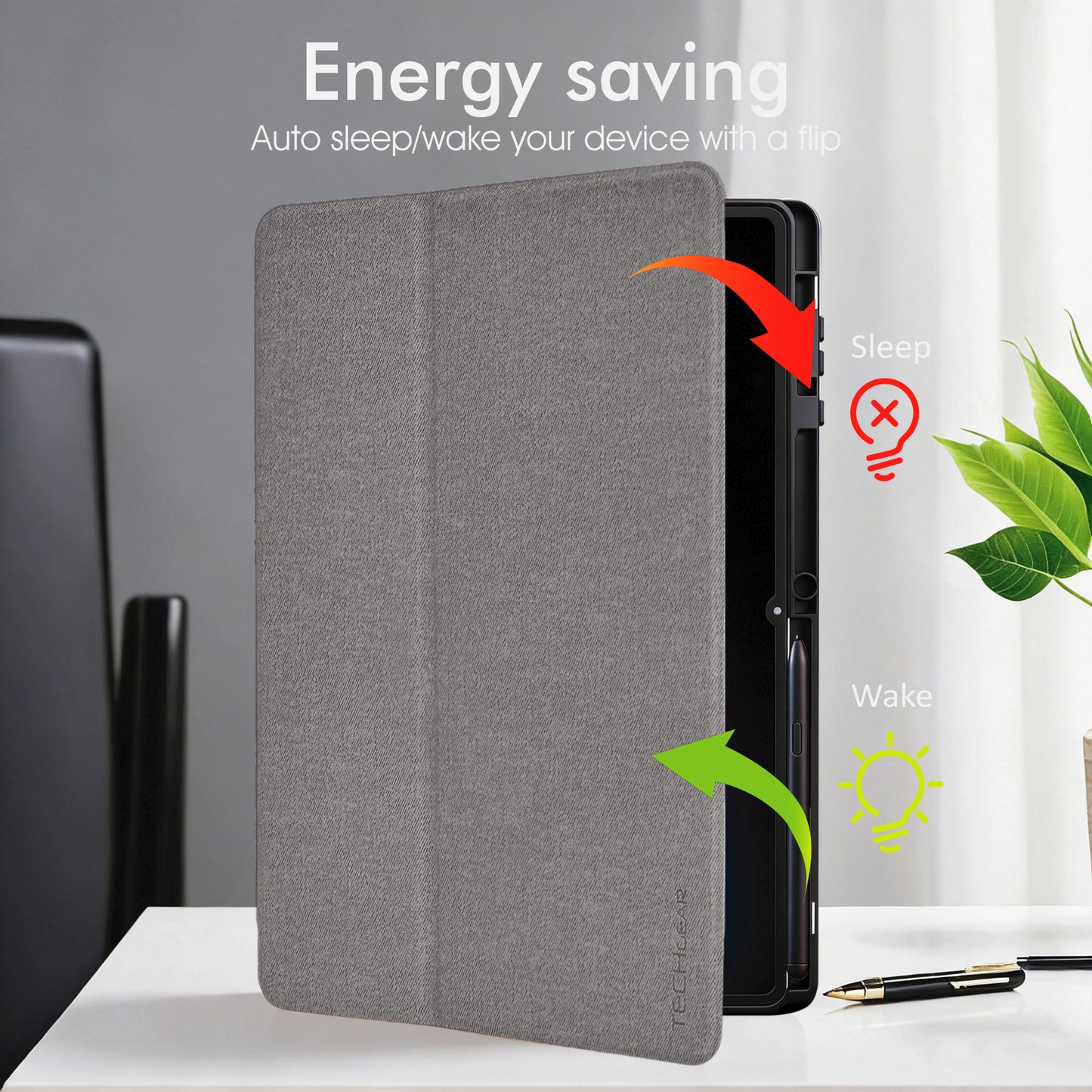 TECHGEAR Smart Case for Samsung Galaxy Tab S11 Ultra 14.6" (SM-X930 / SM-X936) – Slim PU Leather Folio Stand with S Pen Holder & Auto Wake Sleep