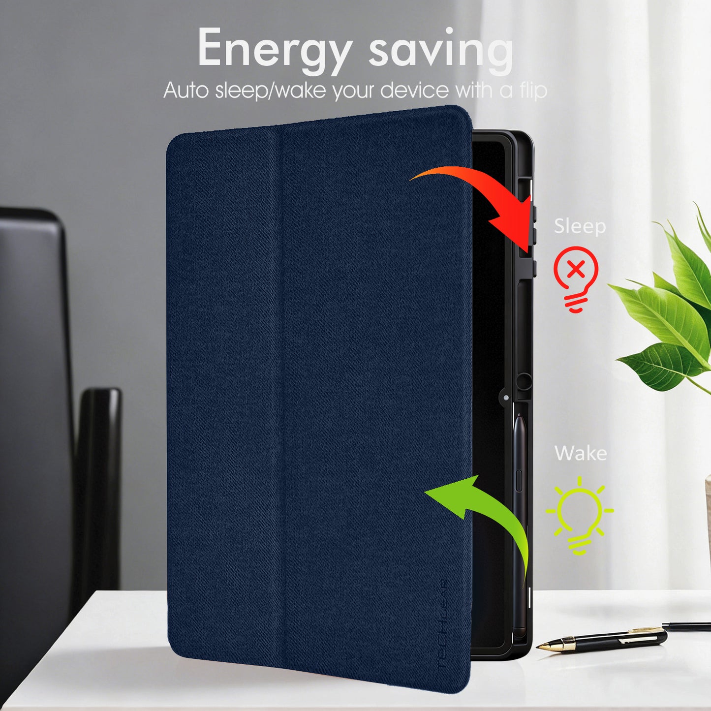 TECHGEAR Smart Case for Samsung Galaxy Tab S11 Ultra 14.6" (SM-X930 / SM-X936) – Slim PU Leather Folio Stand with S Pen Holder & Auto Wake Sleep