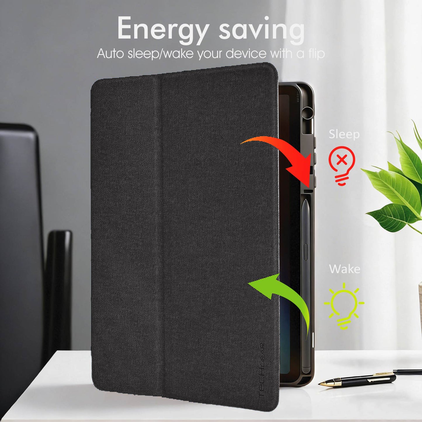 TECHGEAR Smart Case for Samsung Galaxy Tab S11 11" (SM-X730 / SM-X736) – Slim PU Leather Folio Stand with S Pen Holder & Auto Wake Sleep