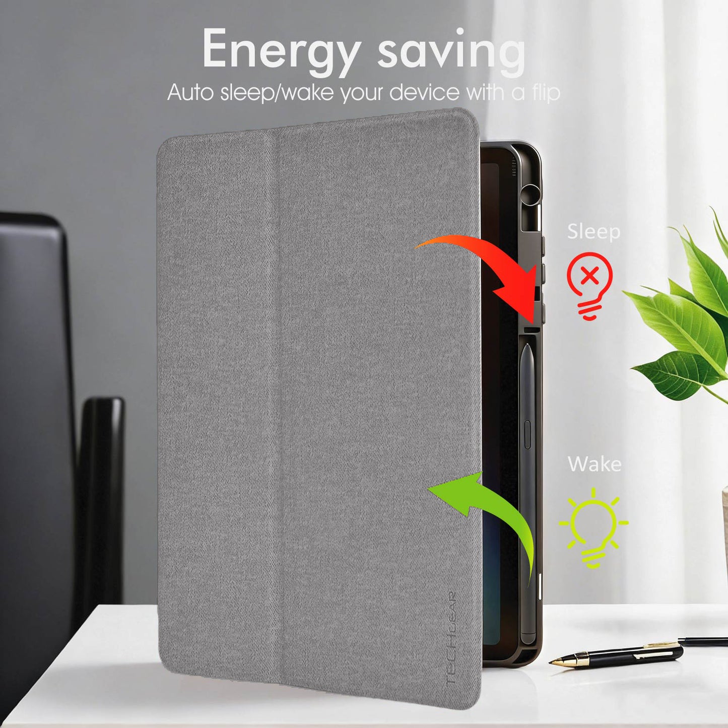 TECHGEAR Smart Case for Samsung Galaxy Tab S11 11" (SM-X730 / SM-X736) – Slim PU Leather Folio Stand with S Pen Holder & Auto Wake Sleep