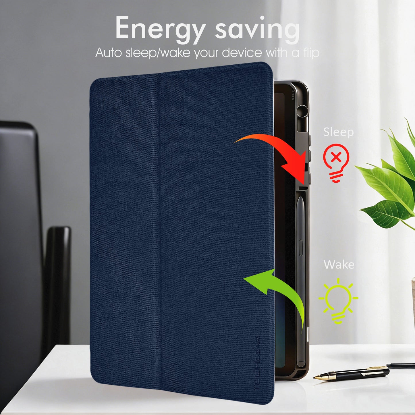 TECHGEAR Smart Case for Samsung Galaxy Tab S11 11" (SM-X730 / SM-X736) – Slim PU Leather Folio Stand with S Pen Holder & Auto Wake Sleep