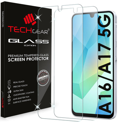 TECHGEAR Tempered Glass Screen Protector for Samsung Galaxy A17 / A16 - 9H Toughened Glass, Crystal Clear Display, Easy-Clean Surface, Case Friendly (1 Pack / 2 Pack / 3 Pack)