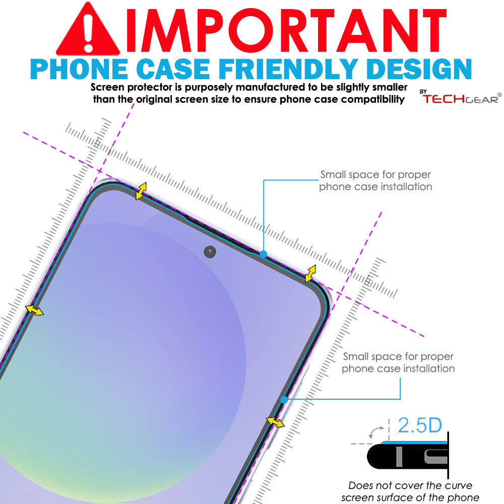 TECHGEAR Tempered Glass Screen Protector for Samsung Galaxy A57 5G / A56 5G - 9H Toughened Glass, Crystal Clear Display, Easy-Clean Surface, Case Friendly (1 Pack / 2 Pack / 3 Pack)