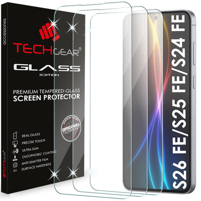 TECHGEAR Clear Tempered Glass Screen Protector for Samsung Galaxy S26 FE, S25 FE & S24 FE | 9H Toughened Glass, HD Clarity, Case Friendly | 1 / 2 / 3 Pack